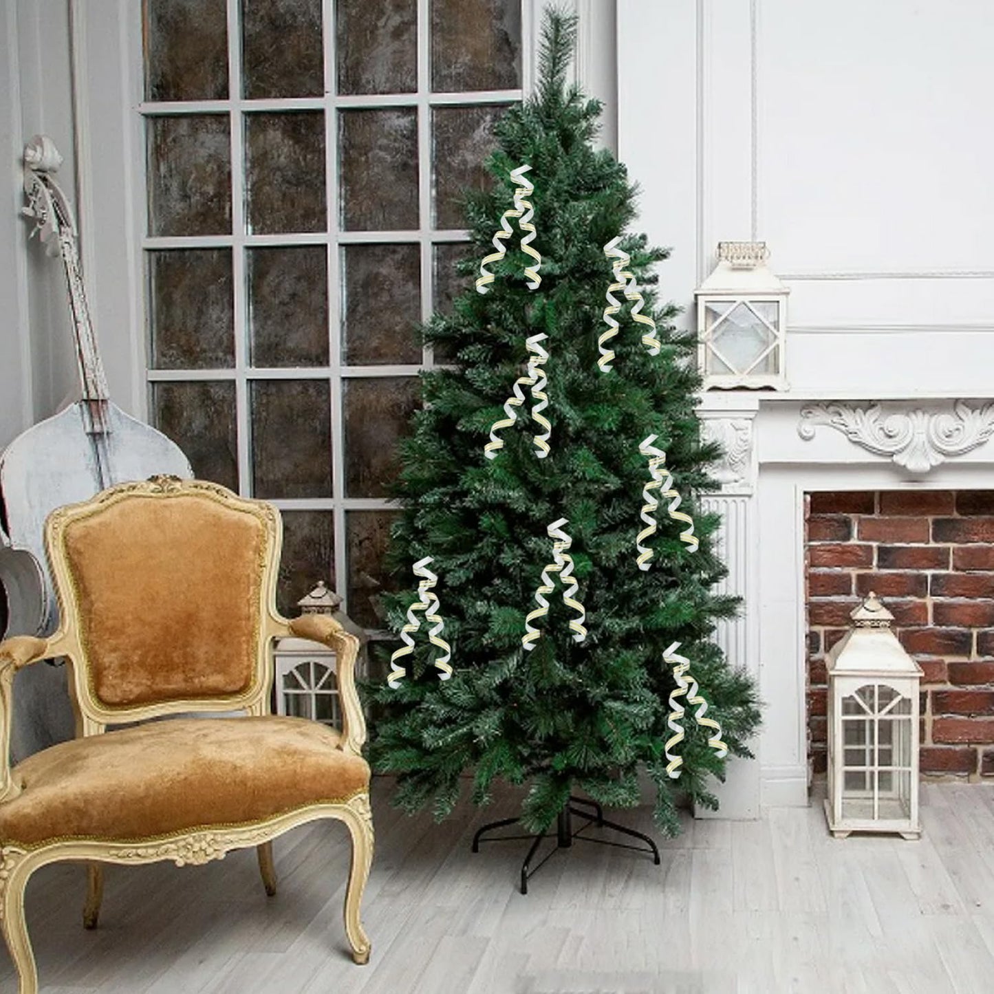 TONIFUL Curling Ribbon-White Gold Balloon Curling Ribbons-250 Yards Balloon String for DIY Decor,Gift Wrapping,Ribbons and Bows for Christmas New Year Birthday Gifts Graduation Supplies