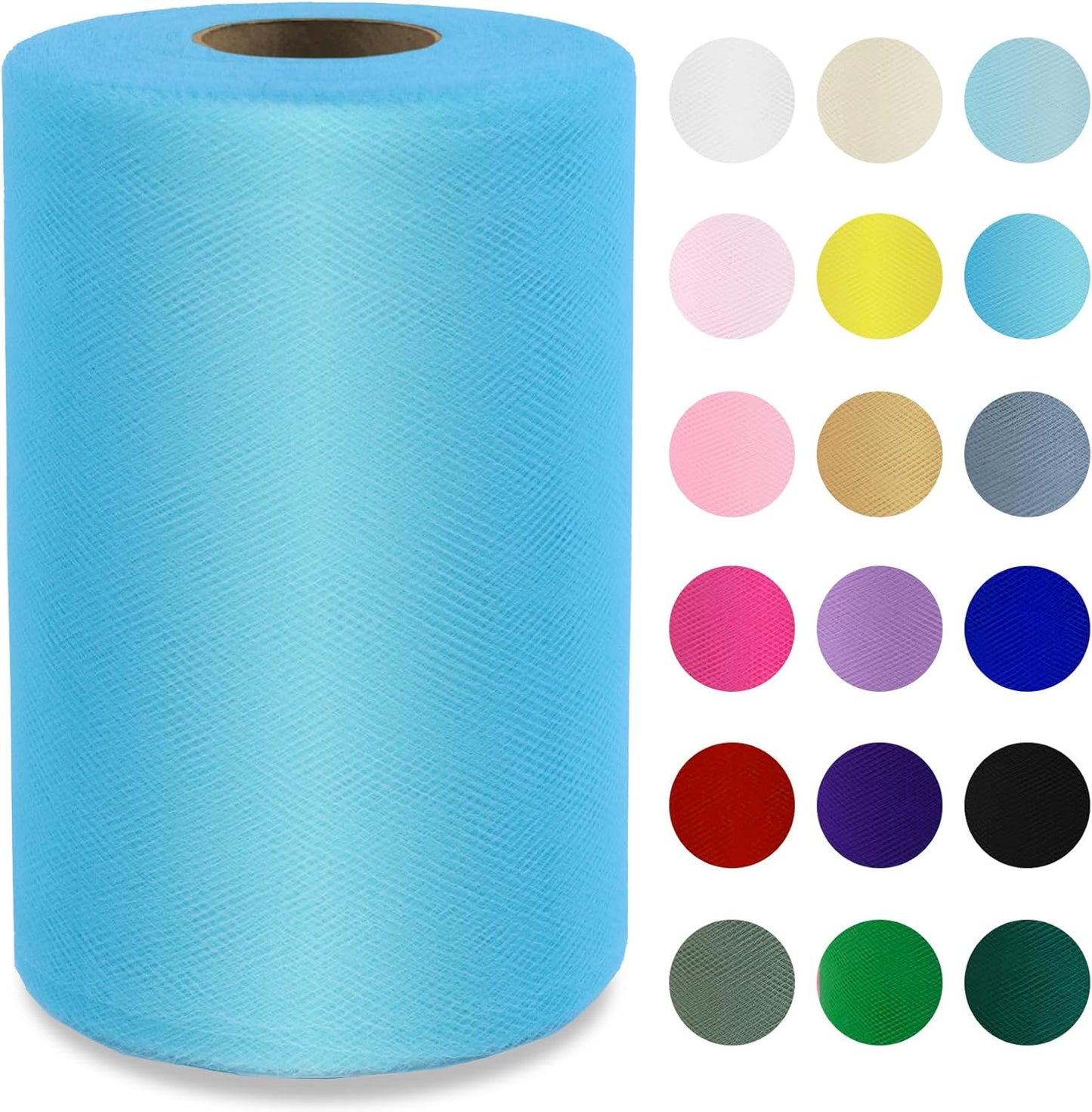 Turquoise Tulle Fabric Roll 6”by 100 Yards (300 ft) Soft Tulle Spool for DIY Crafting Favor Supplies, Tutus, Wedding, Party Decorations, Gift Wrapping