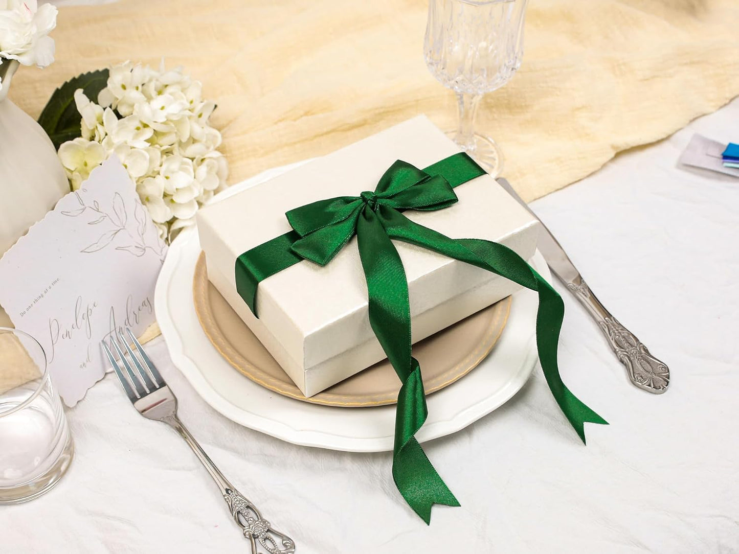 Green Satin Ribbon 1 inch X Continuous 25 Yards, Single Face Polyester Ribbon Perfect for Gift Wrapping, Flower Bouquet, Wedding Decor, Crafts, Bow Making, Sewing and More