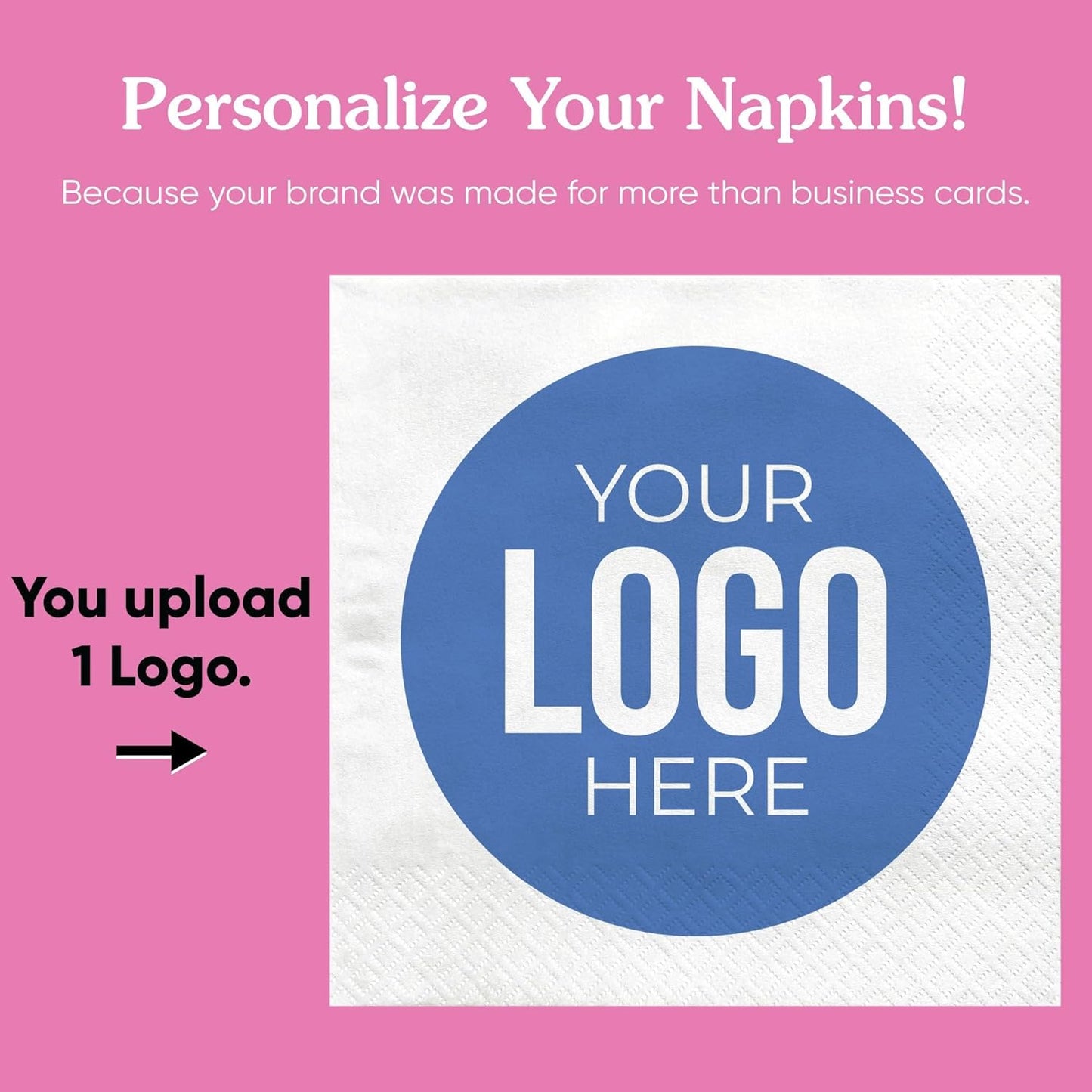 Big Dot of Happiness Custom Logo Party Napkins, Personalized Corporate Branded Business Decor, Your Logo Here White 3-Ply Paper Luncheon Napkins - 50 Count