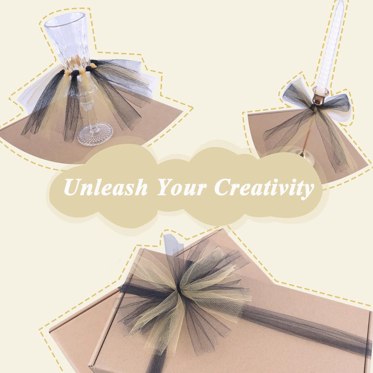 Honey Gold Tulle Fabric Roll 6" by 100 Yards (300 ft) Soft Tulle Spool for DIY Crafting Favor Supplies, Tutus, Wedding, Party Decorations, Gift Wrapping