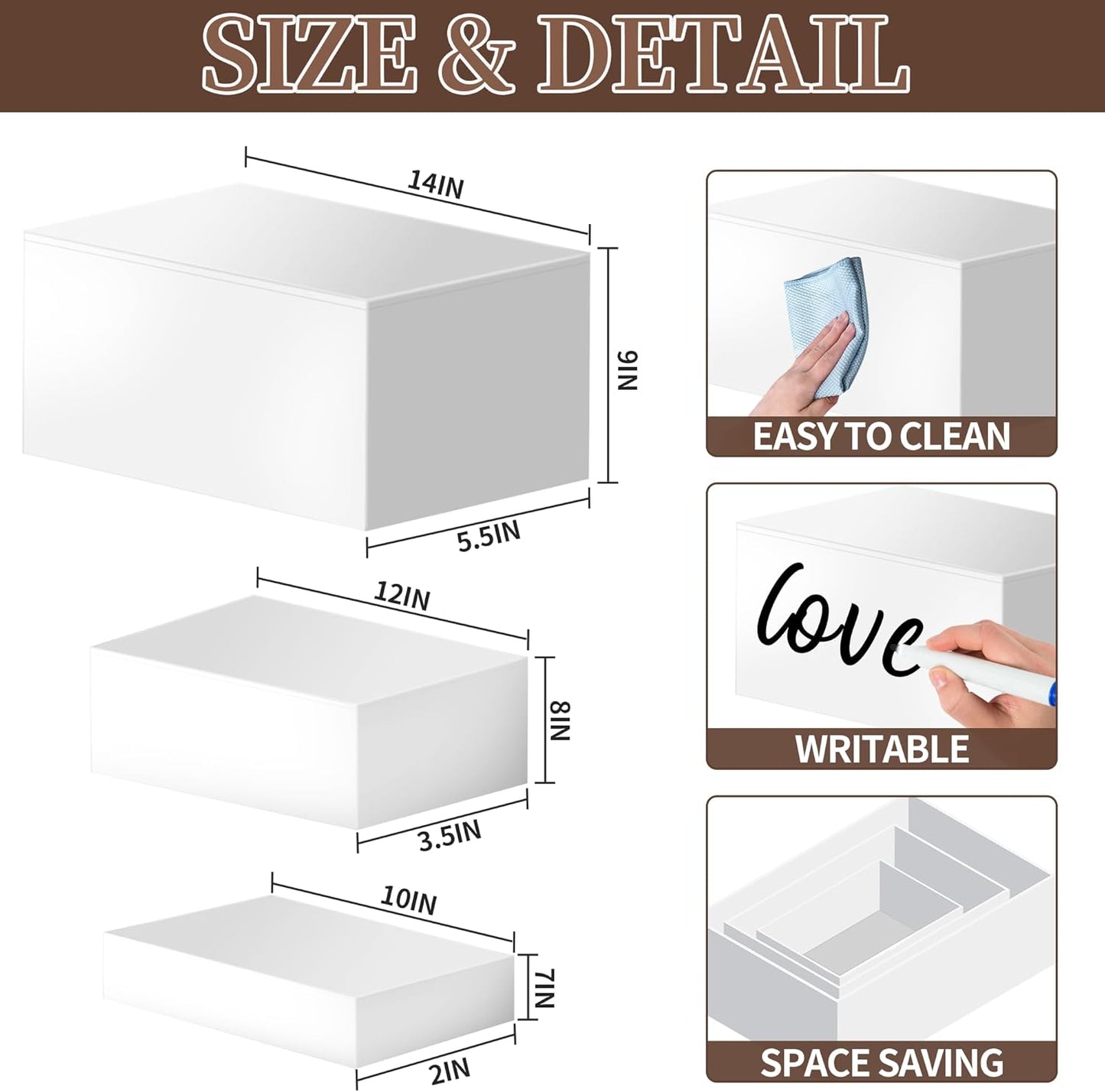 Extra Large Buffet Risers Set, 10" 12" 14" White Acrylic Food Risers for Buffet Table, Display Stand Shelf with Hollow Bottoms for Catering Dessert Collectibles Jewelry Figures Show (White)