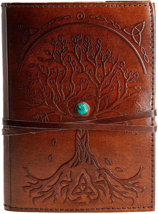Leather Journal in Brown 7x5 Refillable Lined Paper Tree of Life Handmade writing Notebook Diary Leather Bound Daily Notepad for women and men Writing pad for Artist Sketch