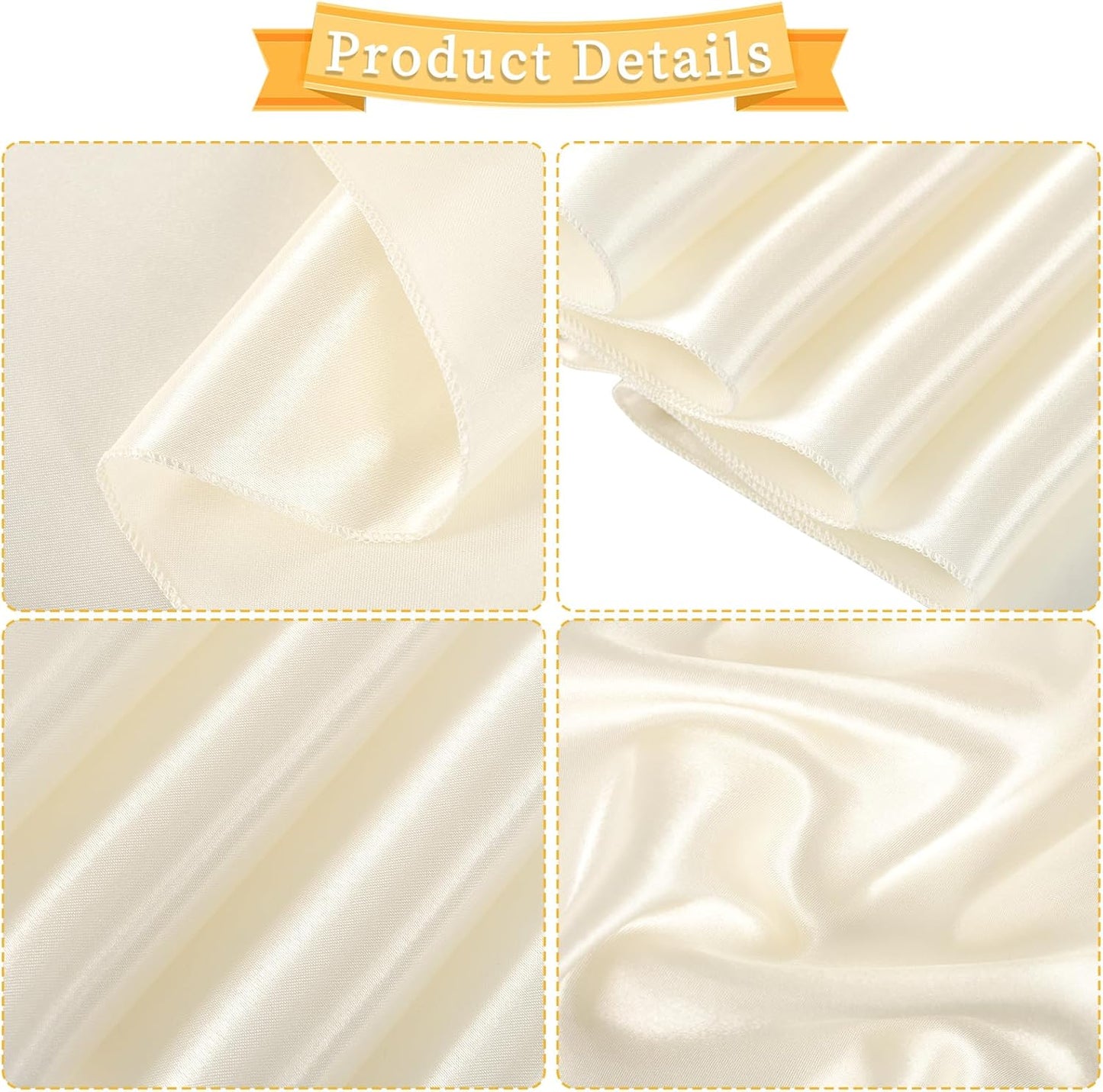 fani 60 PCS Ivory Satin Chair Sashes Bows Universal Chair Cover for Wedding Reception Restaurant Event Decoration Banquet,Party,Hotel Event Decorations (7 x 108 inch)