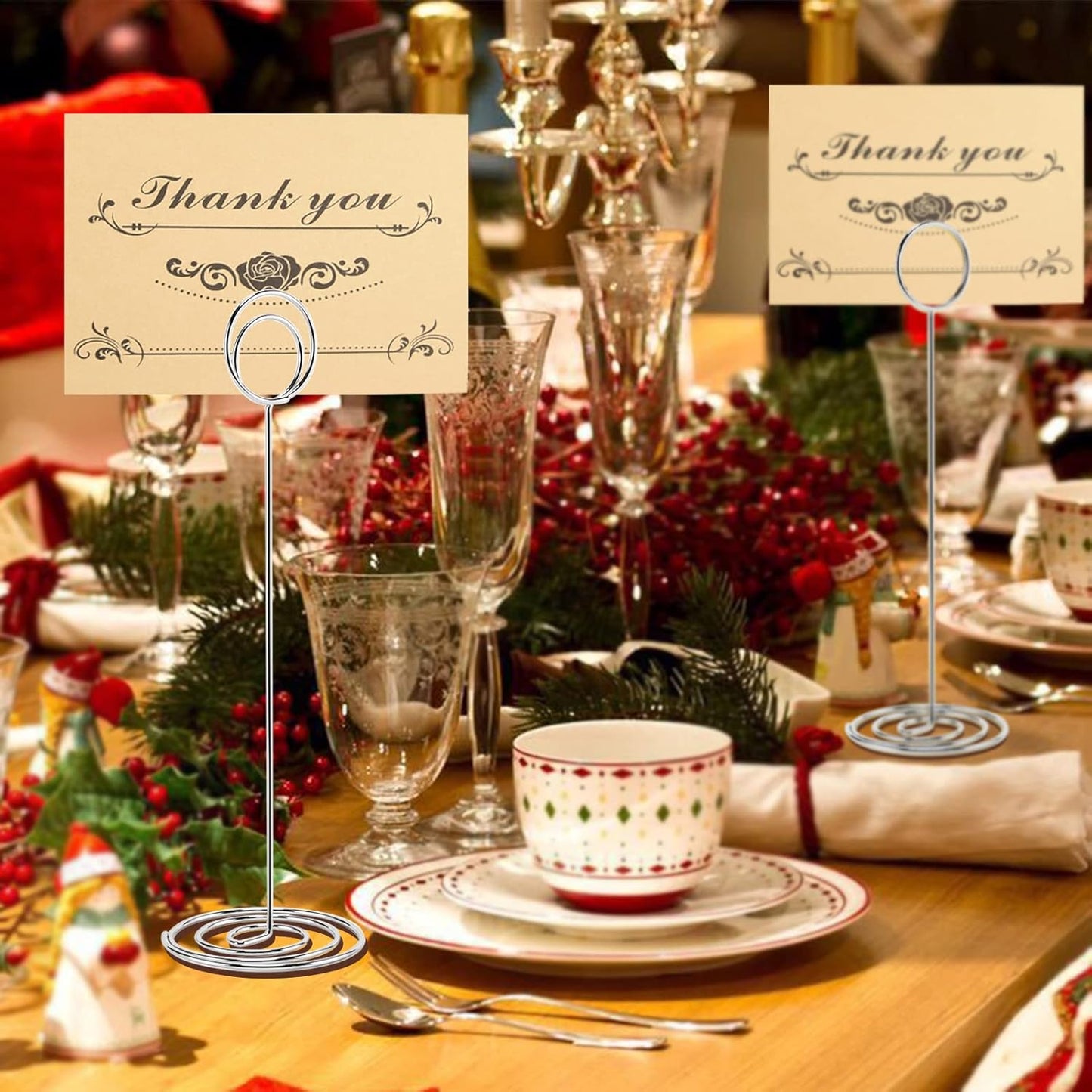 10Pcs Place Card Holder, Table Number Holders, Wire Picture Holder, Table Card Holders Stand, Photo Holder for Centerpieces, Wedding Reception, Party, Birthday (Silver)