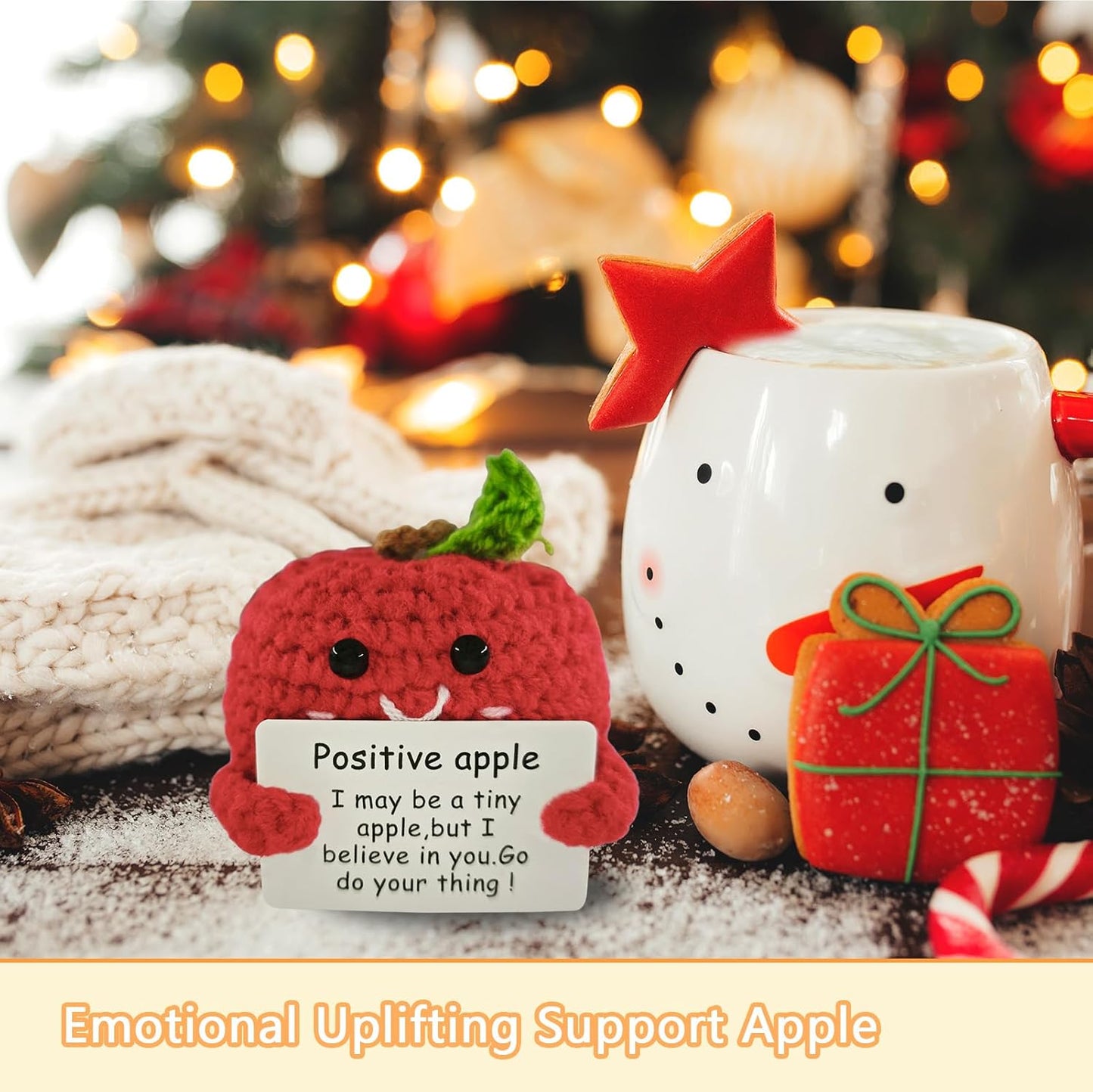 Handmade Crochet Gifts for Women & Men-Heartwarming Apple Emotional Support,Funny Unique Cute Presents for Her,Him,Friends,Coworkers & Family