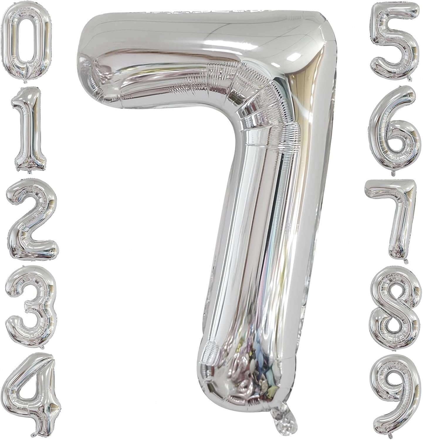 Silver 7 Balloon,40 Inch Number 7 Balloon,7 Birthday Balloon Decorations,Helium Silver 7 Balloon Number for Birthday Party Decorations