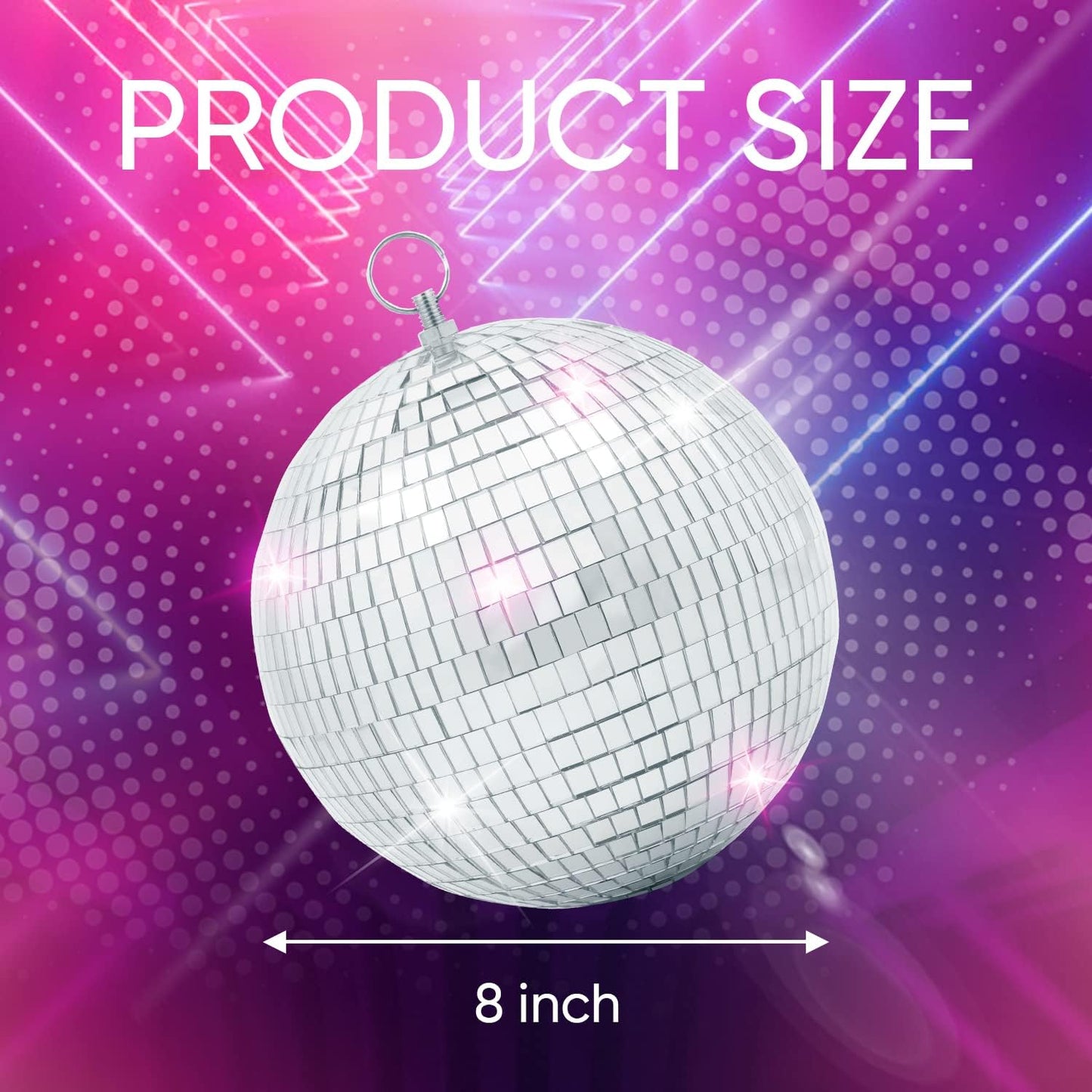 Mirror Disco Ball Decor with Hanging Ring 8" Large Silver Disco Ball Ornament for Disco Party Decorations,70s Theme Party, DJ, Wedding, Birthday,Christmas