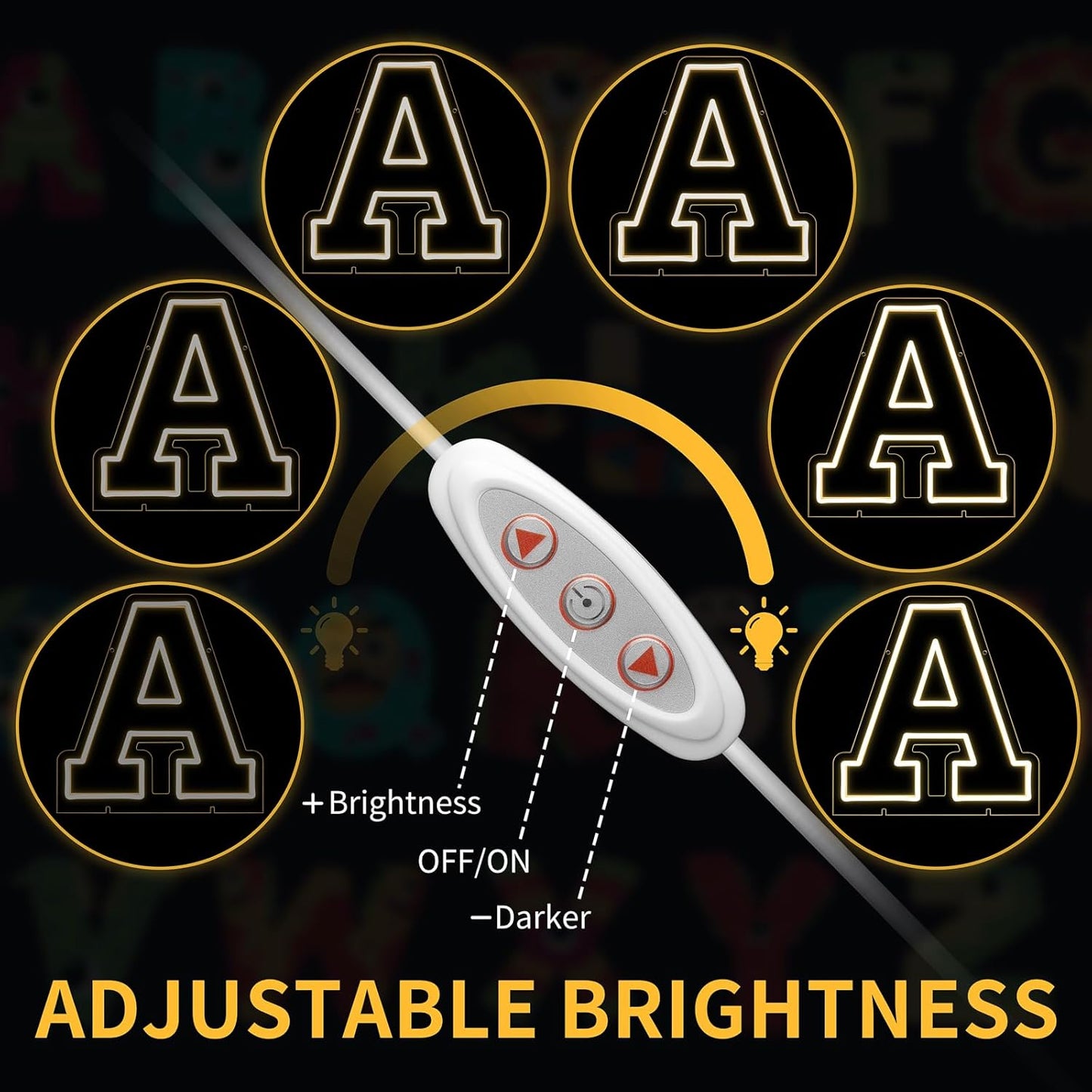 Light Up Letters A, Led Marquee Letter Lights Neon Sign, 13.9" Height Decorative Lighted Alphabet Number, Battery/USB Powered Led Letters Lights for Wedding, Birthday, Party, Christmas or Home Decor