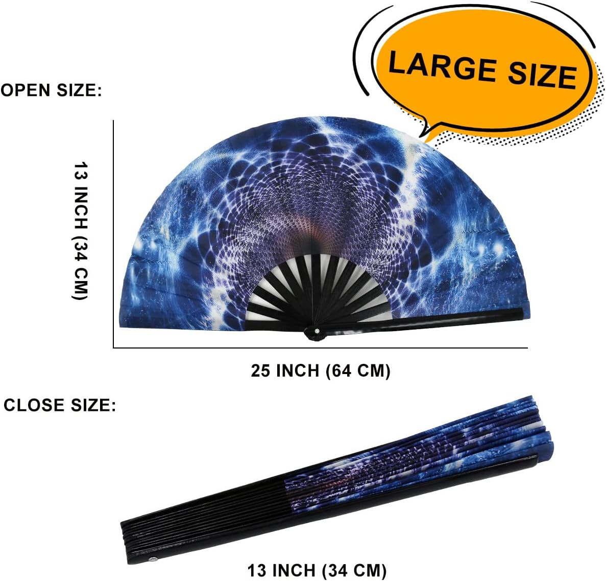 Amajiji Large Folding Hand Rave Fan Popping Fan for Line Dancing Clacking Fans for Boots On The Ground Dance,Party,Decoration,Festival (Fantasy starry sky)