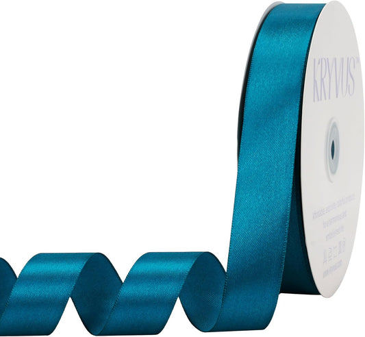 Turquoise Satin Ribbon 1 inch X Continuous 100 Yards, Single Face Polyester Ribbon Perfect for Gift Wrapping, Flower Bouquet, Wedding Decor, Crafts, Bow Making, Sewing and More