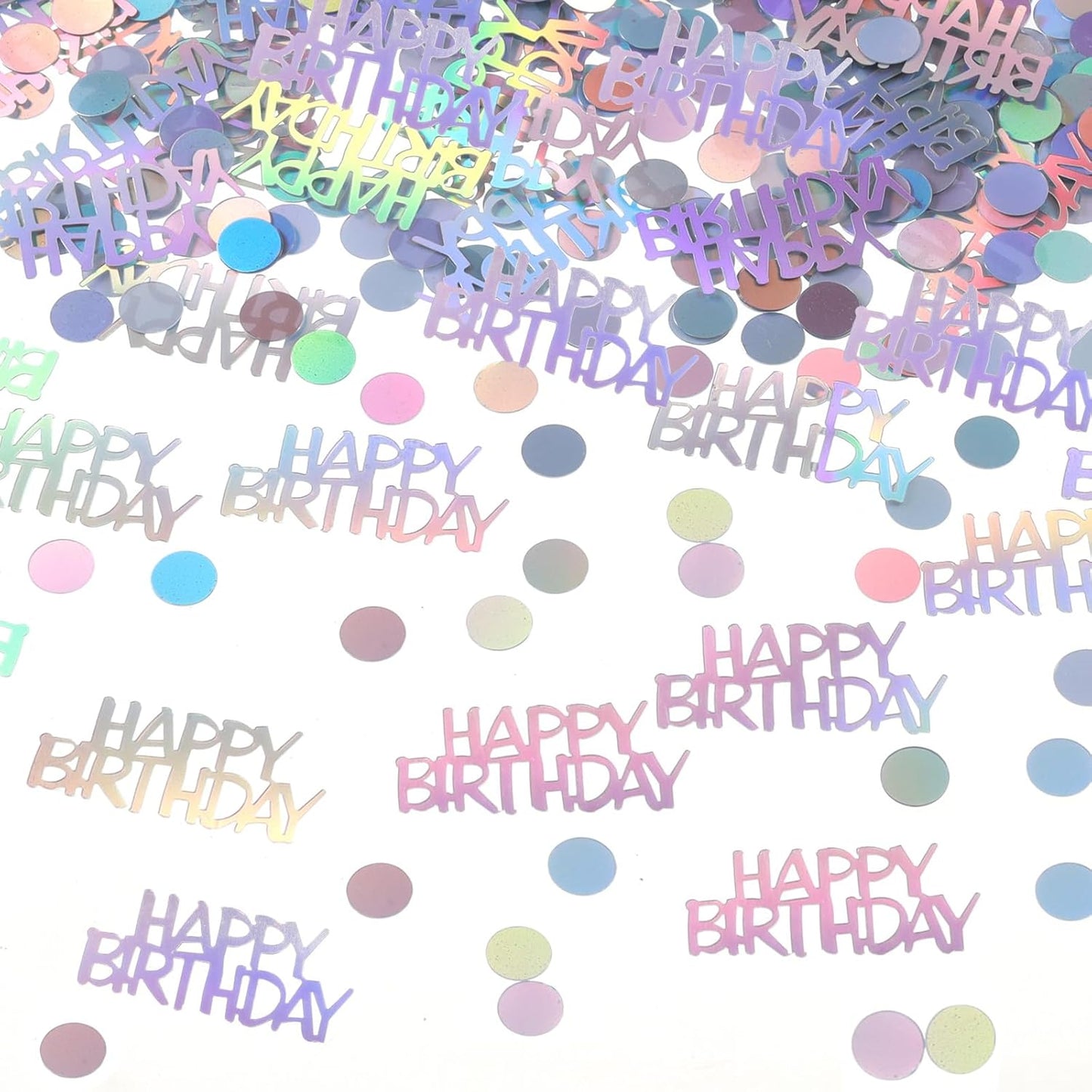 Iridescent Happy Birthday Confetti, 3000 Pcs Birthday Cake Table Metallic Foil Confetti Party Table Decor for Party, Baby Shower, DIY Arts and Crafting