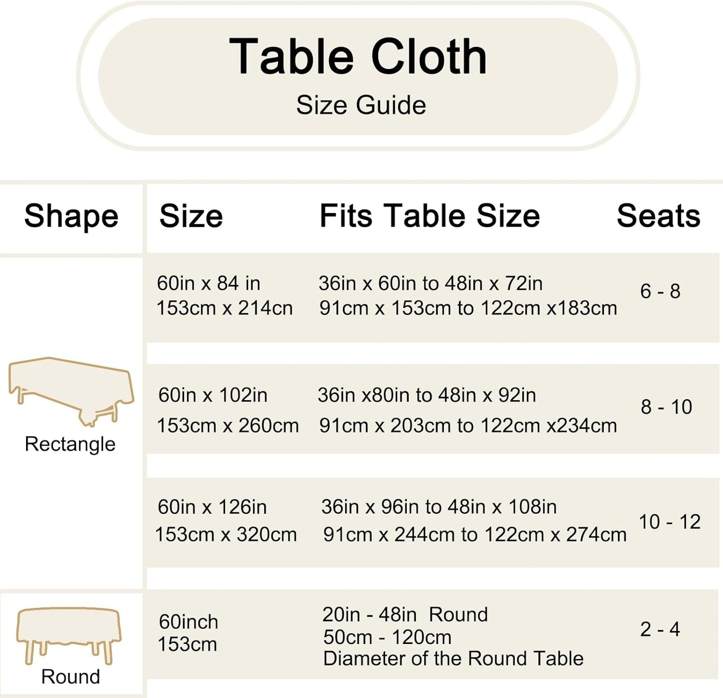 Ivory 6 Pack Round 60 Inch Tablecloth, Premium Polyester Table Cloth Washable Table Cover Stain and Wrinkle Resistant Decorative Table Cover for Party Wedding