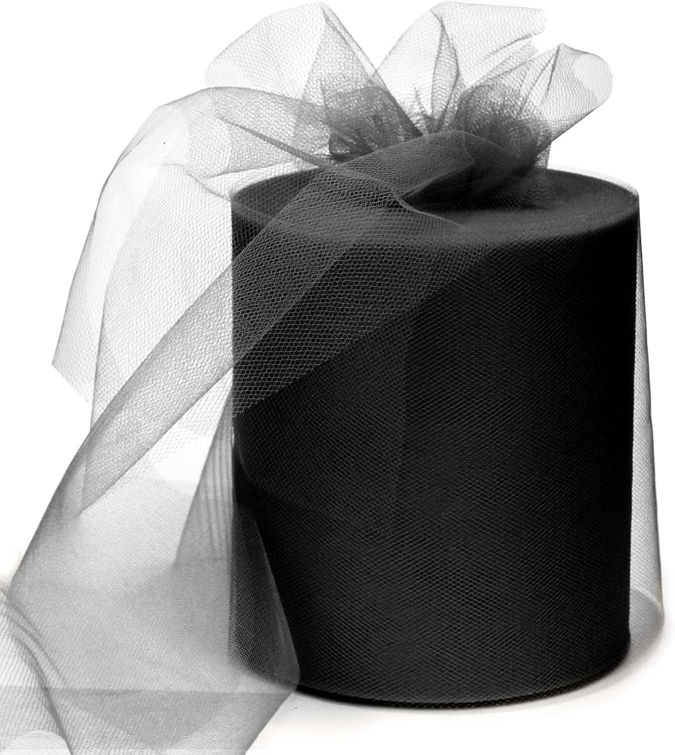 6" x 200 Yards Black Tulle Fabric Rolls, Black Spool Tulle Ribbon for DIY Tutu Skirt Black Wedding Decoration Baby Shower Birthday Party Backdrop Gift Wrapping Bow Craft Supplies