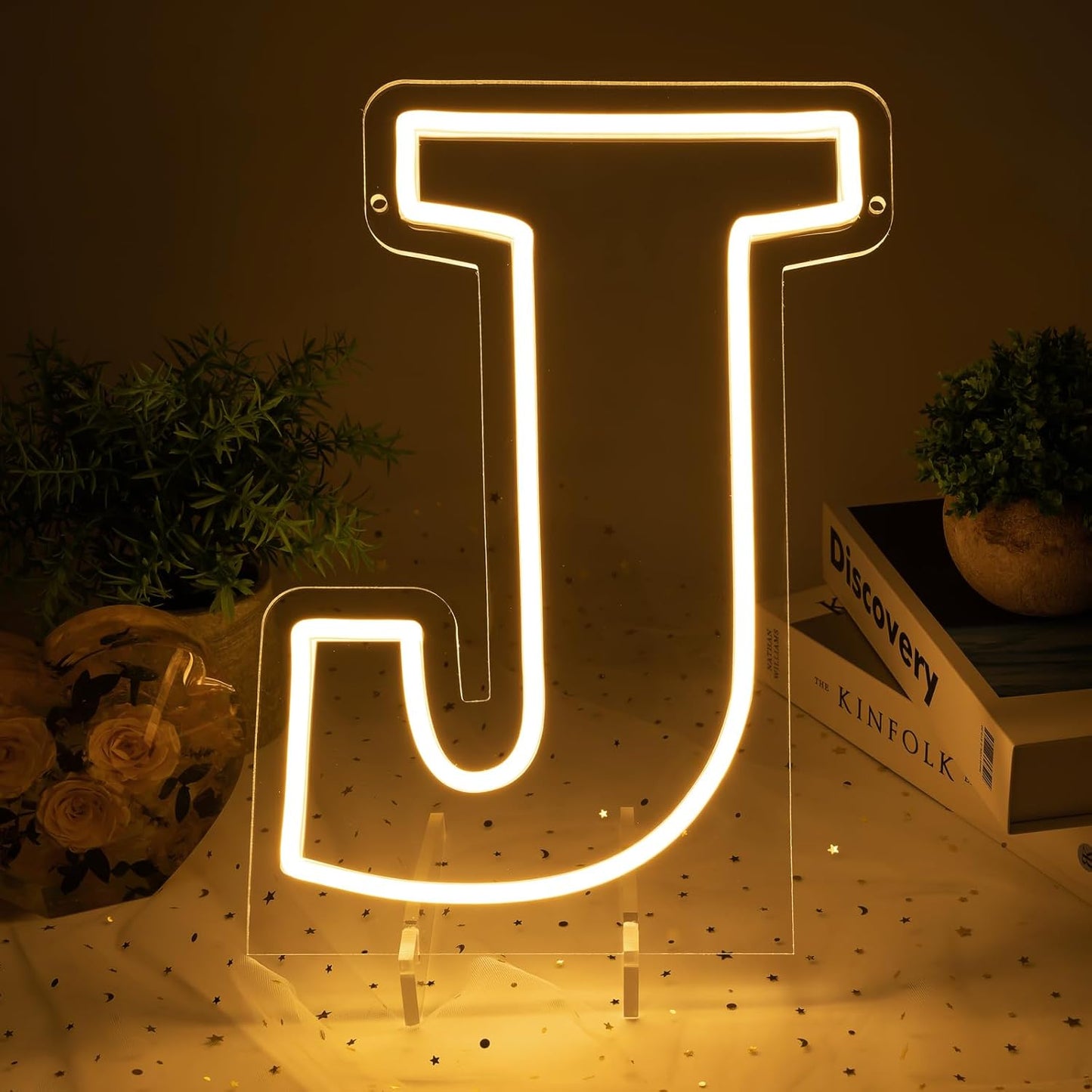 Light Up Letters J, Led Marquee Letter Lights Neon Sign, 13.9" Height Decorative Lighted Alphabet Number, Battery/USB Powered Led Letters Lights for Wedding, Birthday, Party, Christmas or Home Decor