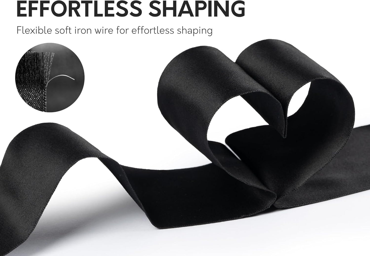 Black Satin Ribbon Double-Faced Wired Ribbons for Gift Wrapping Flower Bouquet Bows Wedding Invitation Christmas Decor Crafts 2-1/2 Inch 10 Yards