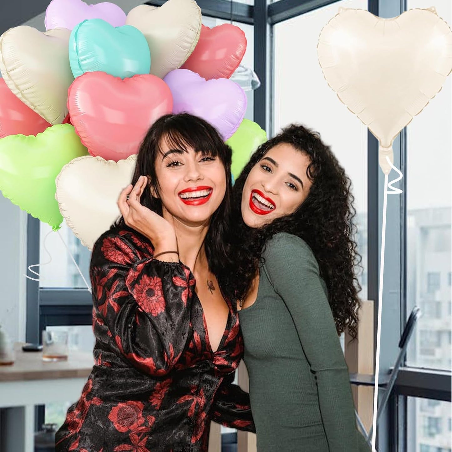 5 Colors Heart Balloons,18inch Heart Shaped Foil Balloons & Helium Mylar Balloon for Anniversary Wedding Engagement Birthday Party Baby Shower Valentines Day Decorations(12Pcs)