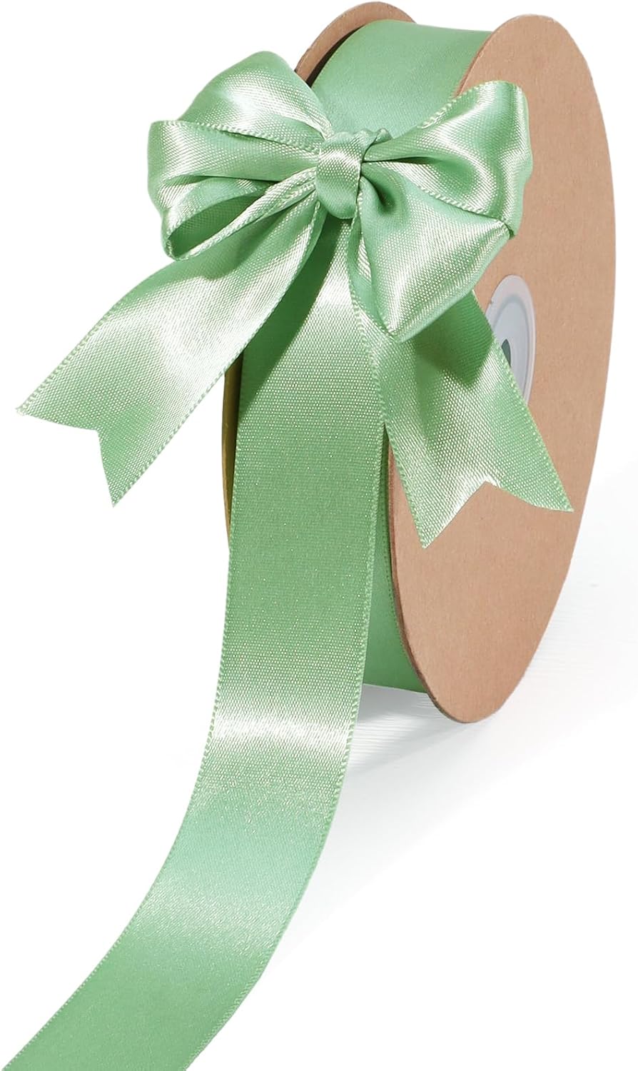 LaRibbons Sage Green Ribbon 1 Inch 25 Yards Luxury Double Faced Green Silk Ribbon for Flower Bouquet Crafts Gift Wrapping Wedding Party Decoration