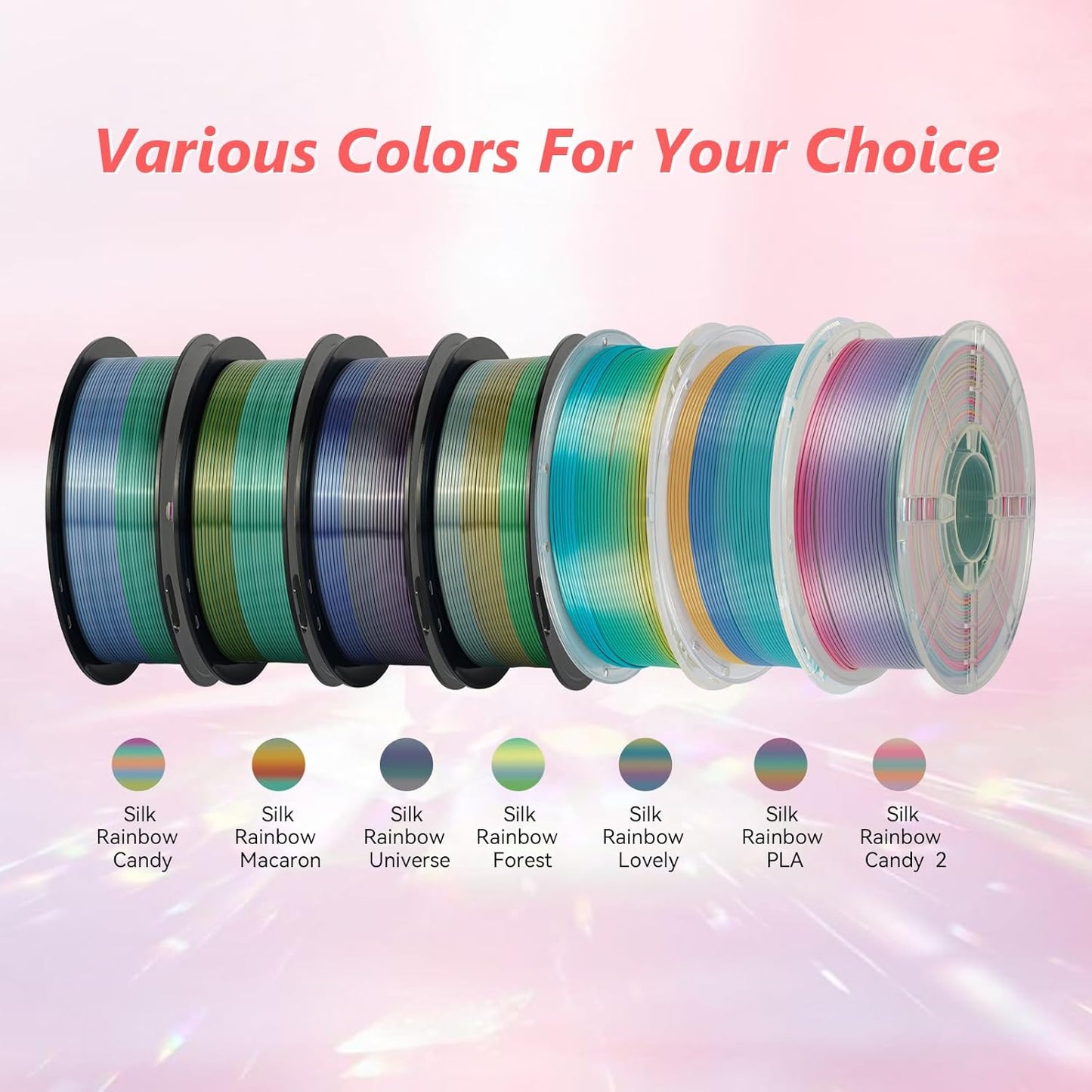 Kingroon Silk PLA Filament 1.75mm Rainbow Color Changing Filament 3D Printer Filament 1kg Dimensional Accuracy ±0.03mm,Fit Most 3D Printer(Macaron)