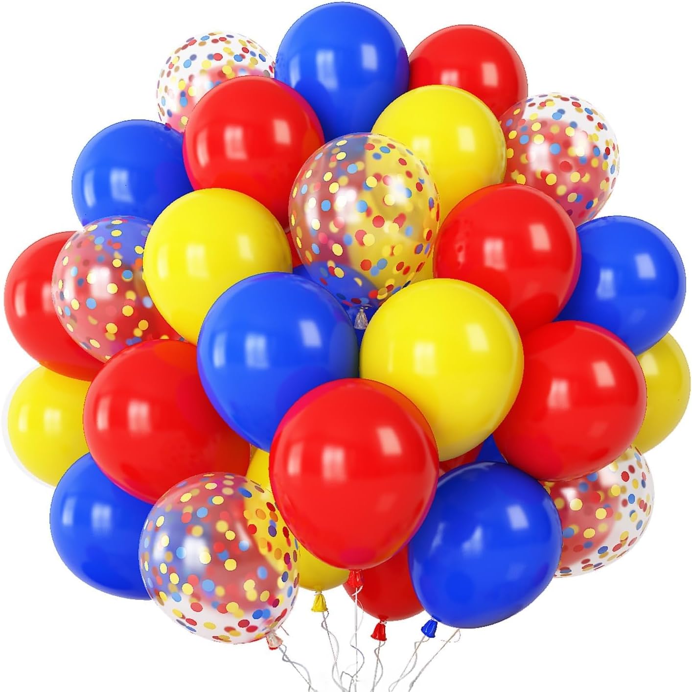 Balloons Red Blue Yellow, 12 Inch Primary Color Helium Balloons with Confetti Latex Balloons Carnival Circus Birthday Party Balloons for Kids Boys Baby Shower Wedding Toy Party Decoration Supplies