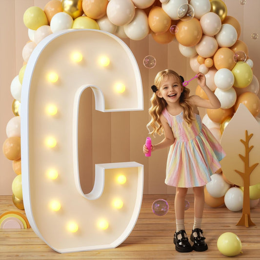 imprsv Marquee Light Up Letters, 4FT Mosaic Letters with Light for Baby Shower Graduation Party Decor, Large C for Engagement Wedding Party Decorations (Need to Assemble)