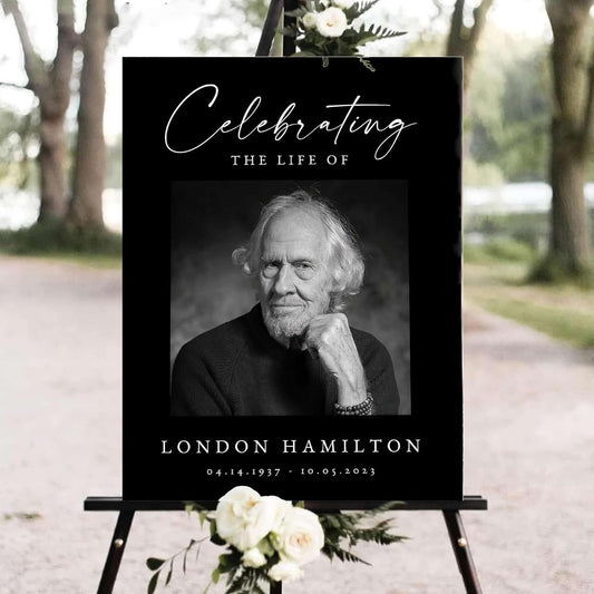 Personalized Funeral Welcome Signs, Celebration Of Life Yard Sign, Celebration Of Life Decoration, Custom Memorial Signs, Minimalist Celebrate of Lifes Sign With Photo, Memory Signage For Funerals #24