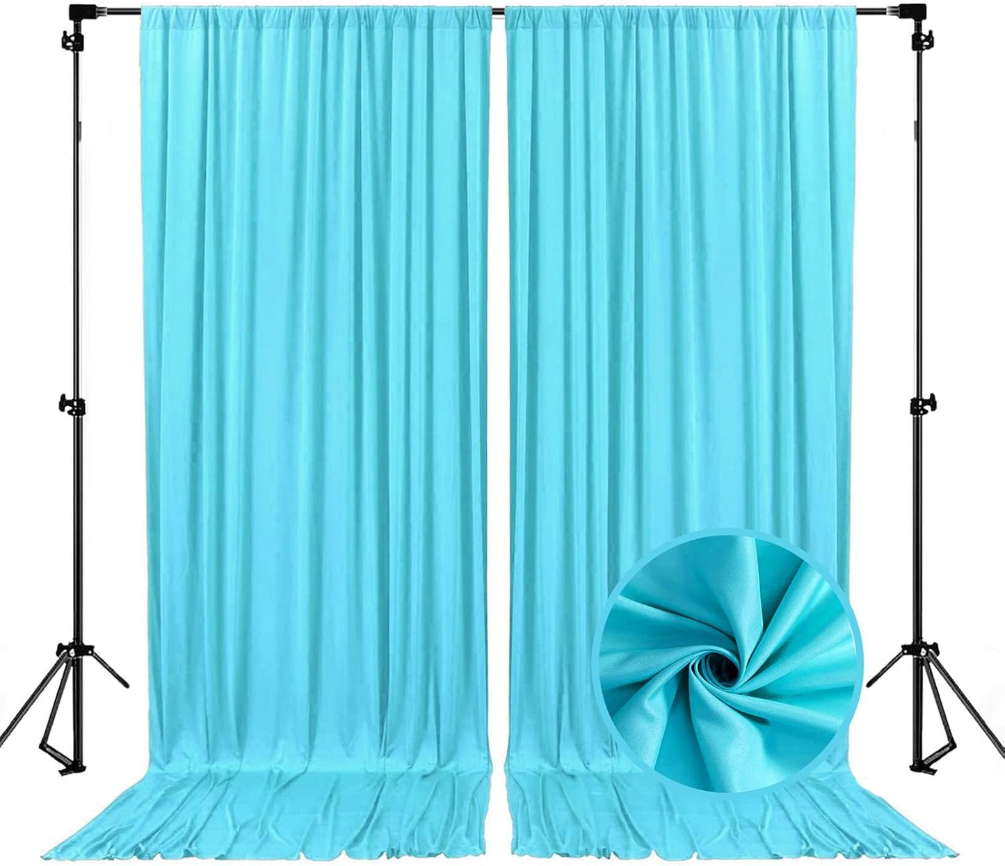 10 x 7 Feet Sky Blue Backdrop Curtain for Partie, Background Curtains for Photoshoot, Birthday, Wedding, Halloween, Thanksgiving, Christmas, New Year Party Decorations 5Ft x 7Ft, 2 Panels