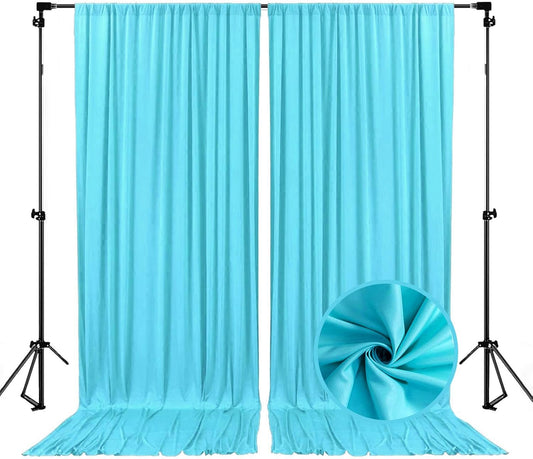 10 x 7 Feet Sky Blue Backdrop Curtain for Partie, Background Curtains for Photoshoot, Birthday, Wedding, Halloween, Thanksgiving, Christmas, New Year Party Decorations 5Ft x 7Ft, 2 Panels