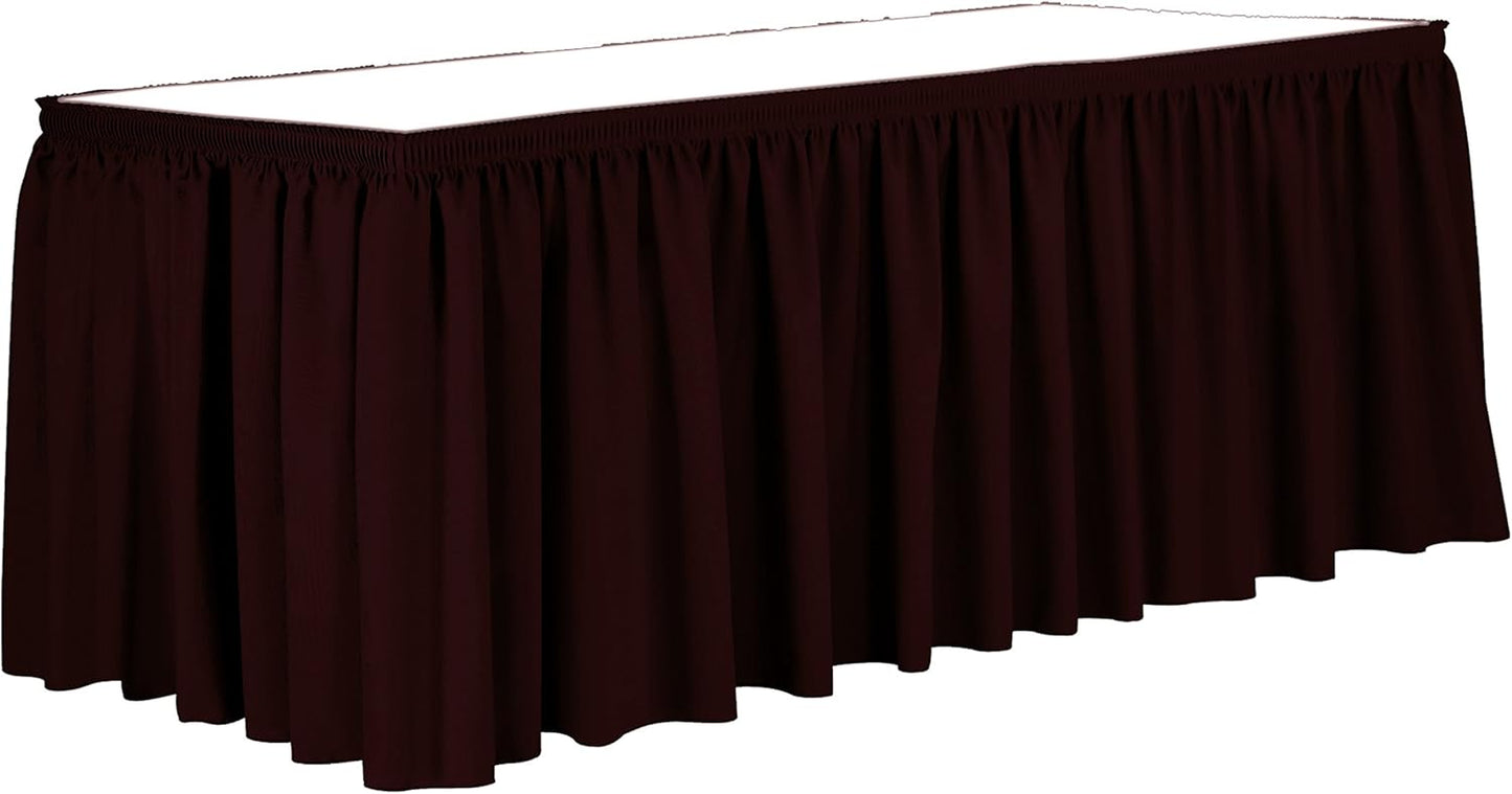 Ultimate Textile Pleat Polyester Fabric Table Skirt - Machine Washable Flame Resistant with Clips for Events, Weddings & Trade Shows, Cut & Sewn in Paterson, NJ - Burgundy, 21' Shirred Pleat