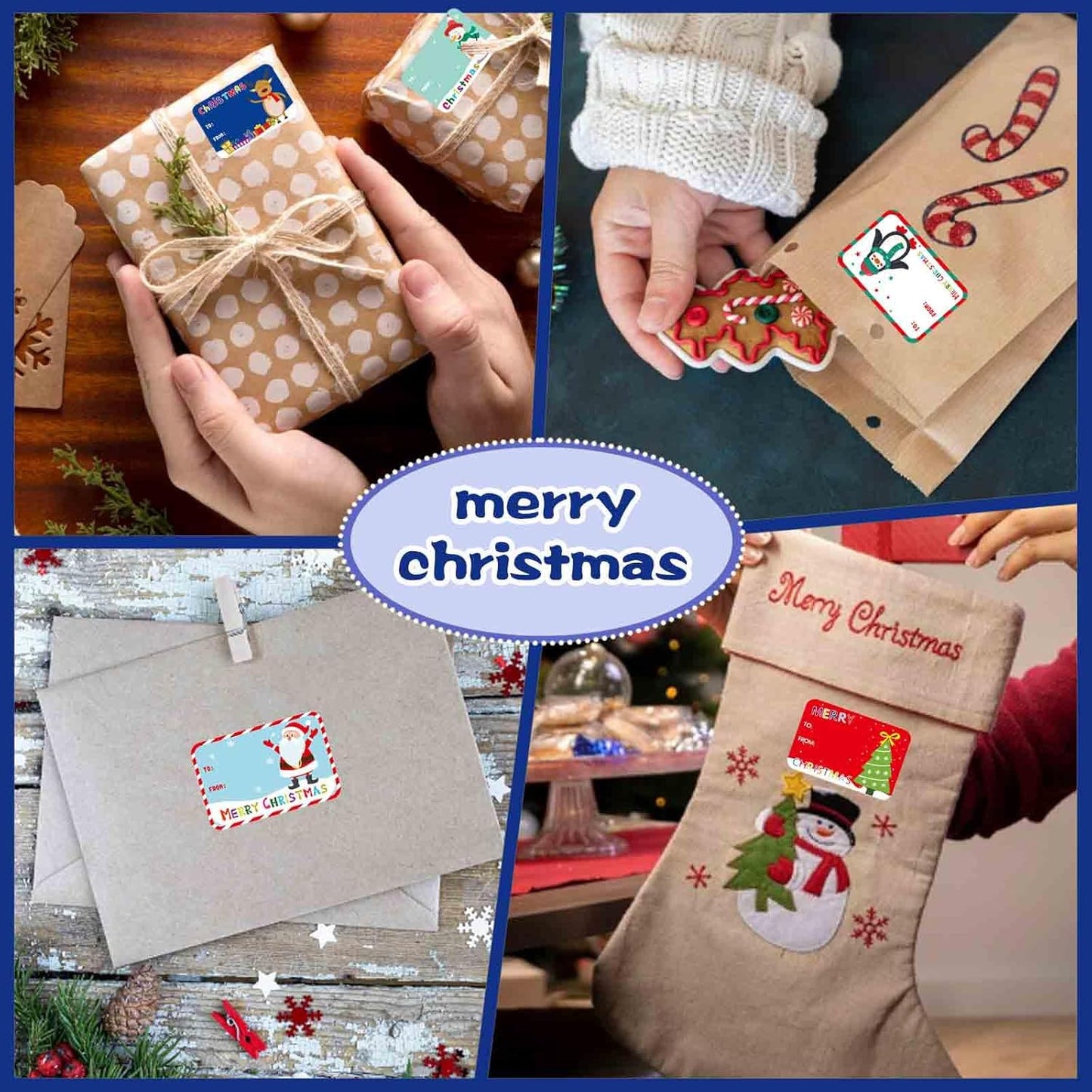300PCS Christmas Gift Tags Stickers, Self-Adhesive Christmas Name Tags for Gifts Wrappings Christmas Gift Labels Stickers for Presents Boxes Bags Envelopes Holiday Decoration