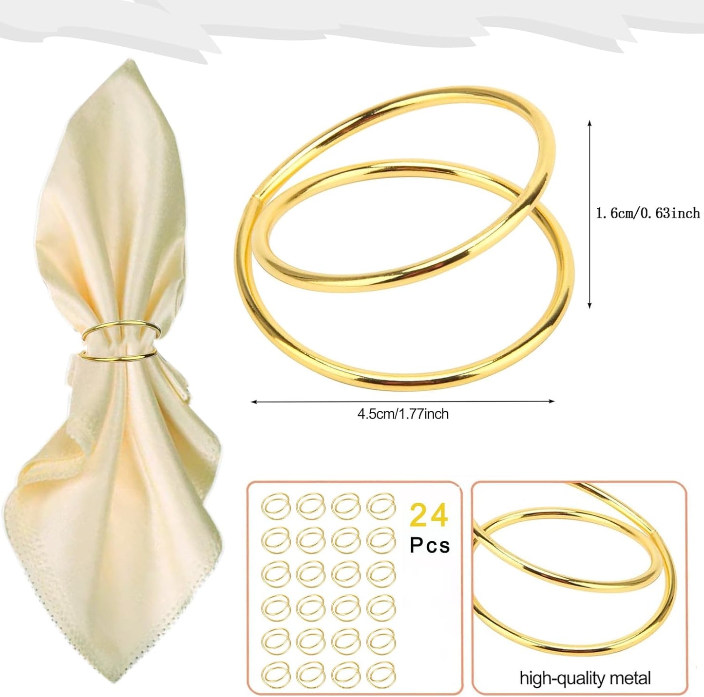 Gold Napkin Rings-24 PCS Metal Spiral Napkin Rings(Spiral) Napkin Holders Buckles for Family Dinner, Wedding, Party,Table Decorations