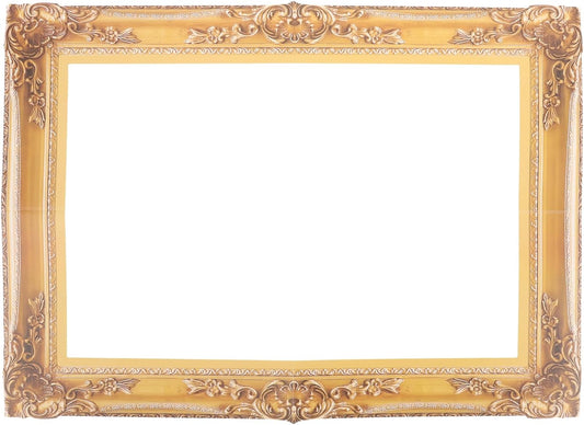 Vintage Decor Gold Photo Booth Frame Prop Antique Looking Cardboard Picture Frame Cutouts Graduation Photo Frame DIY Selfie Frame for Wedding Birthday Carnival Party Wedding Decor