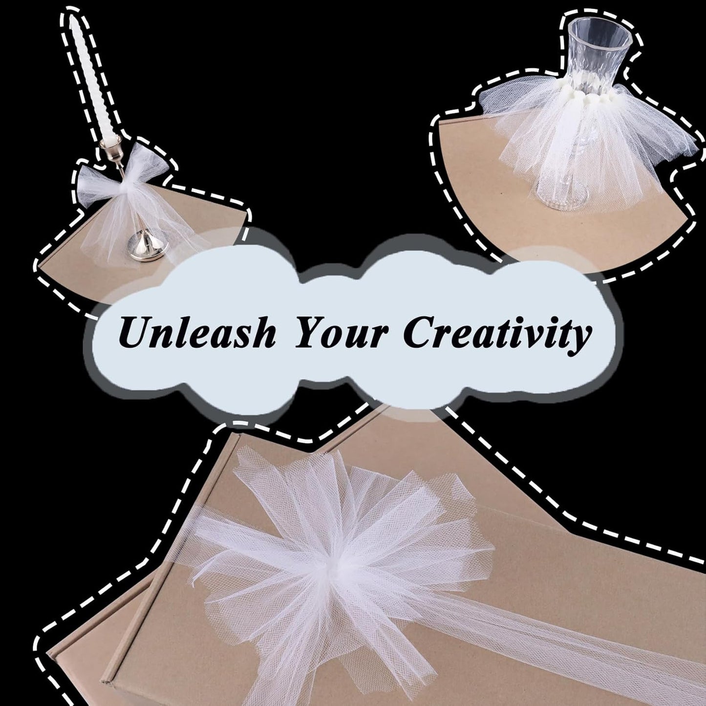 White Tulle Fabric Roll 6 Inch X 100 Yards (300ft) Mesh Tulle Ribbon for Gift Wrapping, Tutus, Wedding, Party Decorations, DIY Crafts