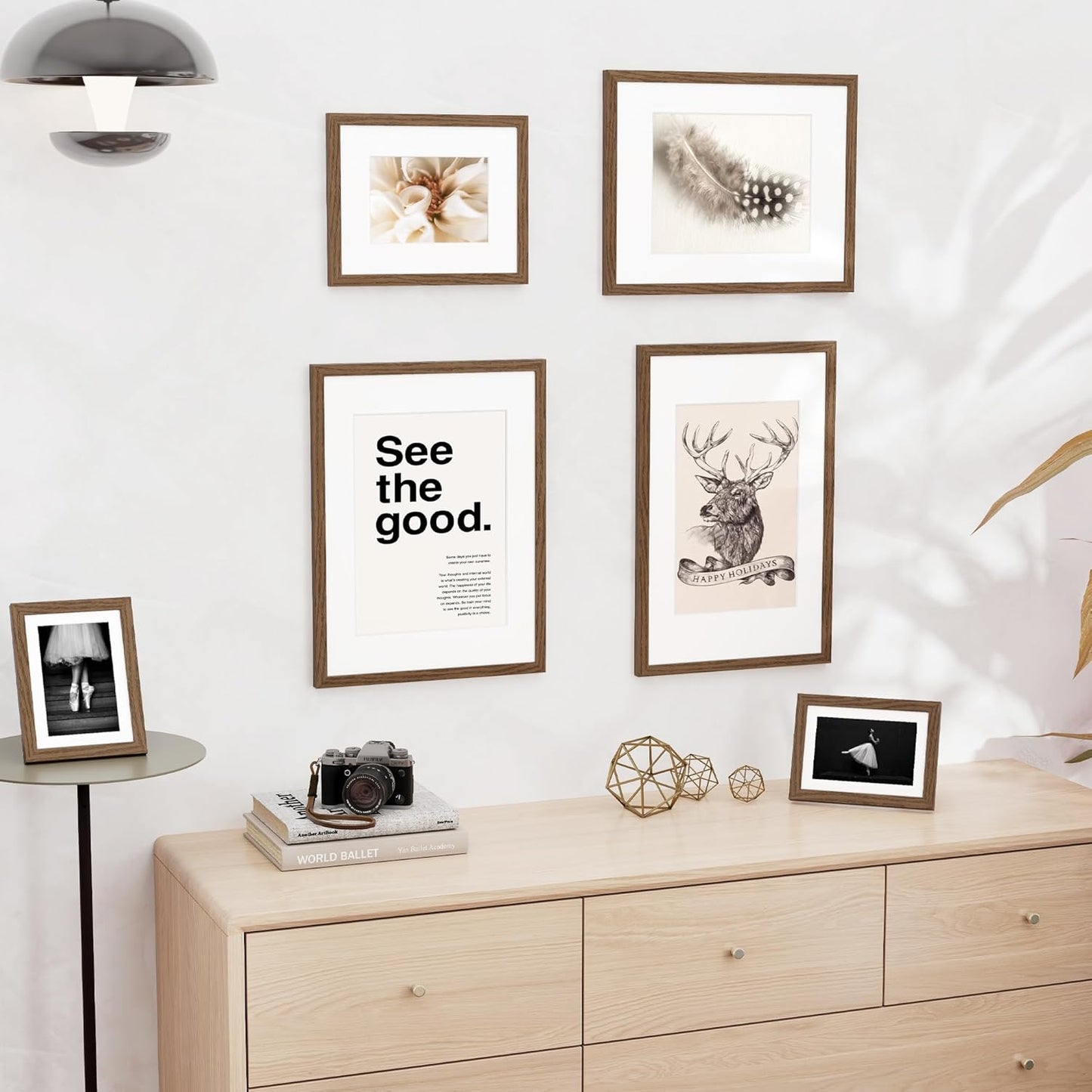 4x6 inch Picture Frame, 4x6 Photo Frames with 3.5x5 Removable Mat - High Definition Plexiglass - Vertical and Horizontal Display - Wall Hanging Frame - Walnut Color, 12 Pack