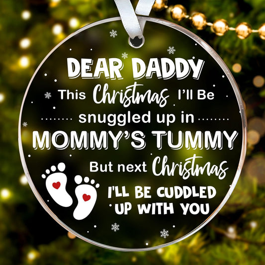 HEXMOZ First Time Dad Gifts - New Dad Gifts - Bumps First Christmas Ornament - Pregnancy Announcement for Husband, Soon to Be Daddy, 1st Time Daddy Gift - Expecting Baby on The Way