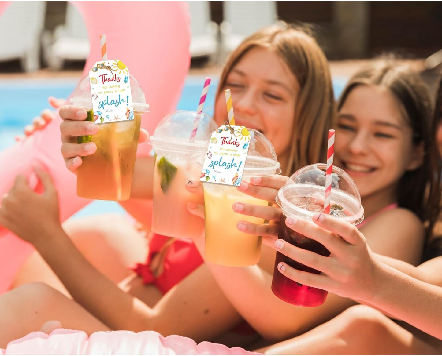 50pcs Summer Beach Thank You Tags for Swimming Themed Party Favors, Summer Gift Label for Hawaiian and Beach Party Decoration (Beach)