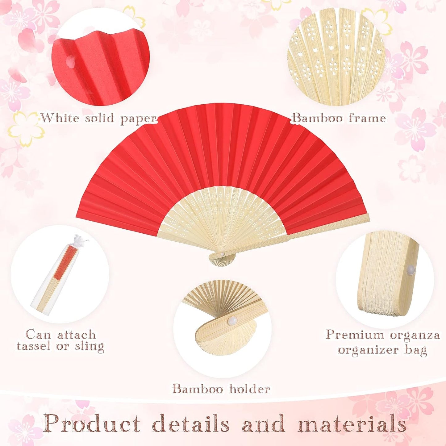 Chunful 100 Pieces Paper Hand Fan Multicolor Bamboo Folding Fans Handheld Chinese Decorative with Organza Bags for Wedding Bridal Church Dancing Home Craft DIY Decoration Party Favors Summer
