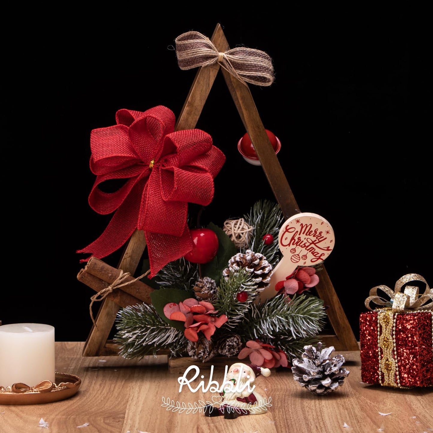 Ribbli Red Burlap Wired Ribbon, 1-1/2” Inch x Continuous 20 Yard, Red Wired Ribbon for Wreaths,Big Bows,Tree Decoration,Outdoor Decoration