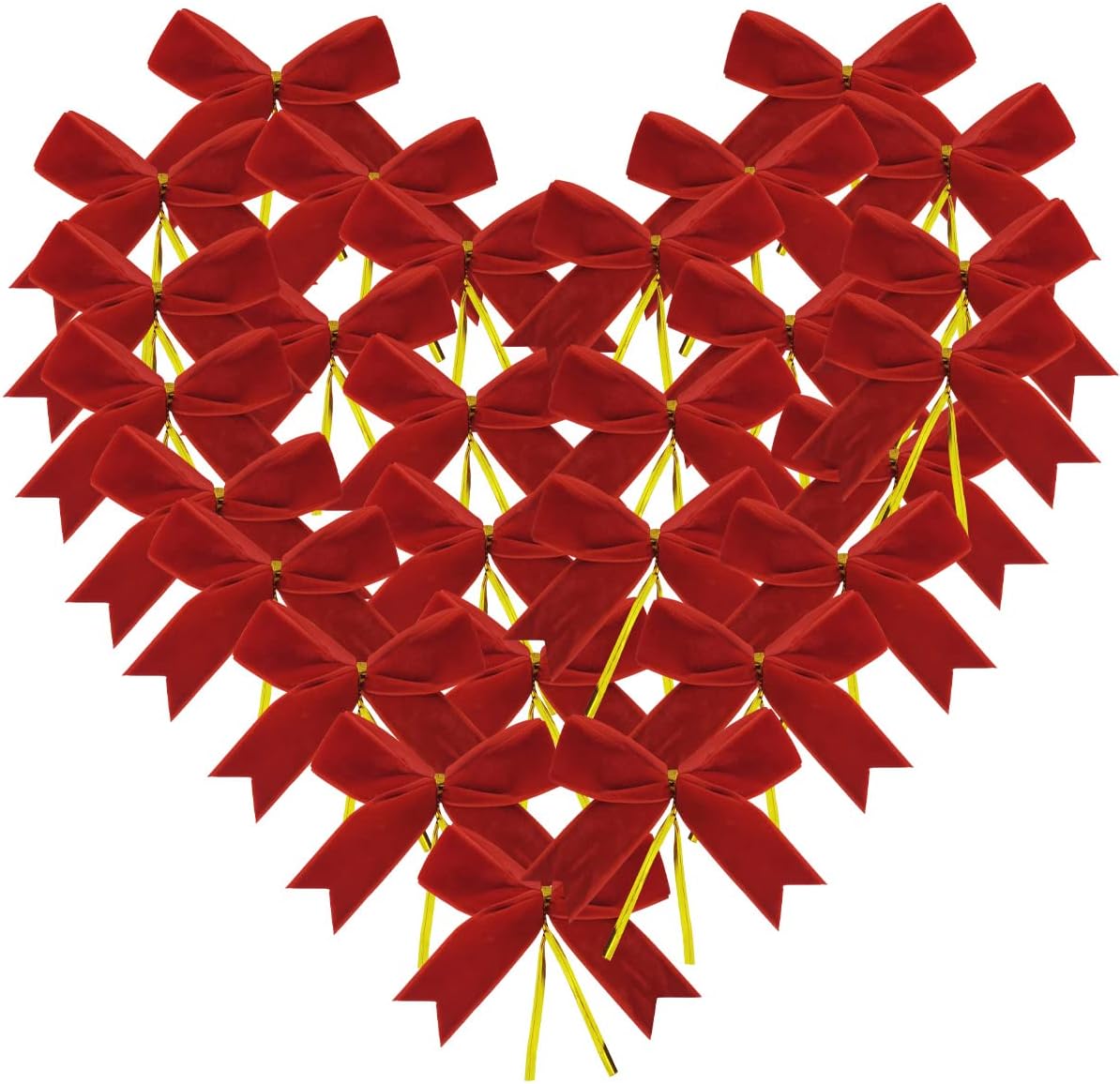 30pcs 3-1/2" Christmas Red Velvet Twist Tie Bows for Christmas Gift Wrapping with Fish Tails (Red Velvet Bow)