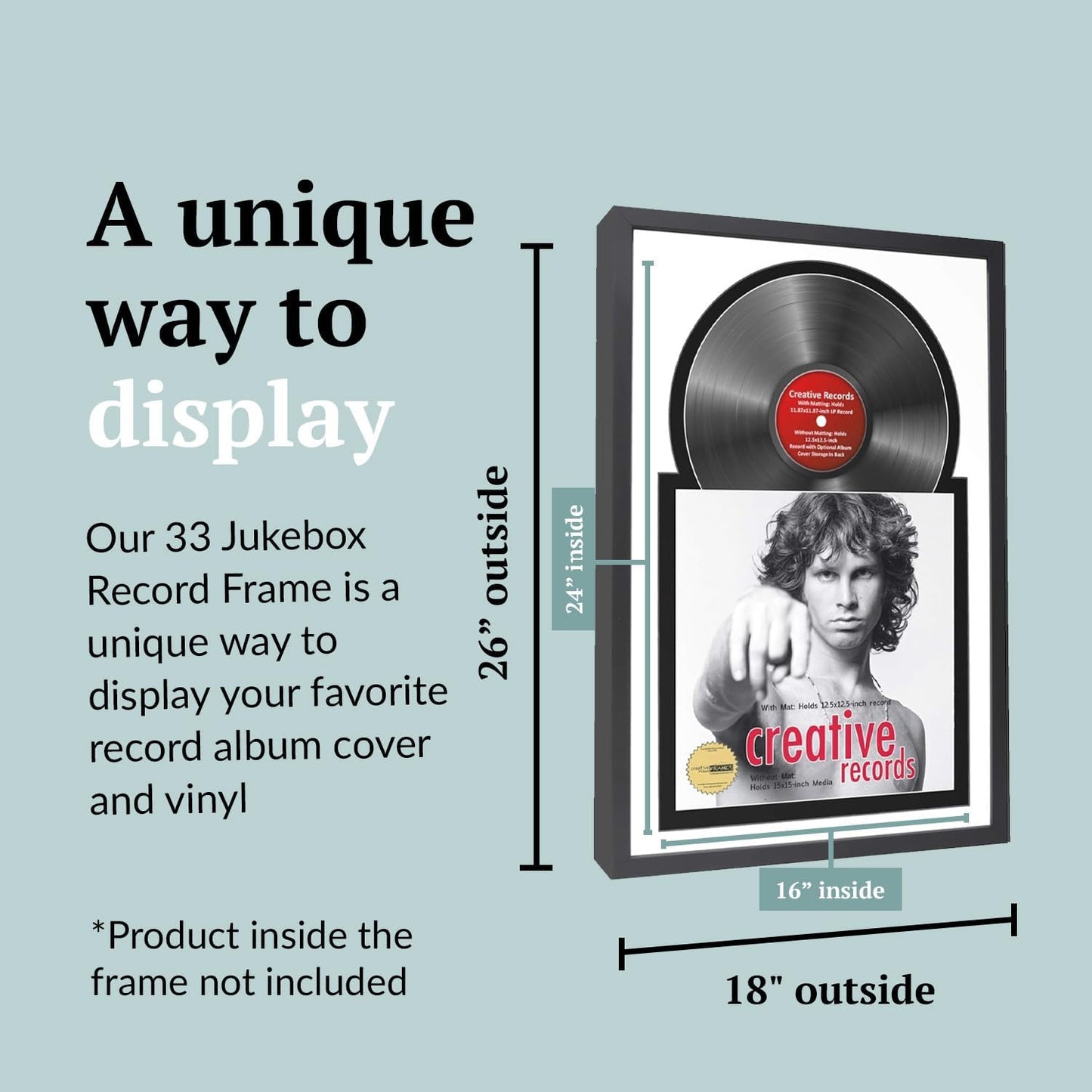 Creative Picture Frames 16" x 24" Jukebox Vinyl Frame Display with Double White-Black Matting, LP Record Album Frame for Wall Decor, White/Black, Pack of 4