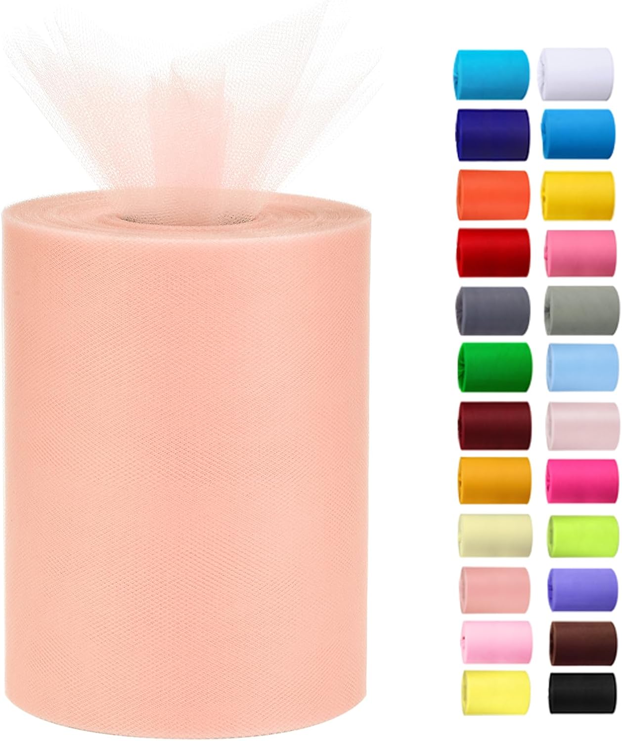 Tulle Rolls 6” by 100 Yards (300 feet) Tulle Roll Spool Fabric for DIY Tutu Skirts Wedding Baby Shower Crafts Decorations Party Supplies(New-Champagne)