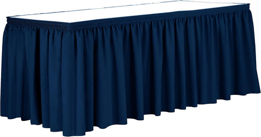 Ultimate Textile Pleat Polyester Fabric Table Skirt - Machine Washable Flame Resistant with Clips for Events, Weddings & Trade Shows, Cut & Sewn in Paterson, NJ - Royal, 7' Shirred Pleat