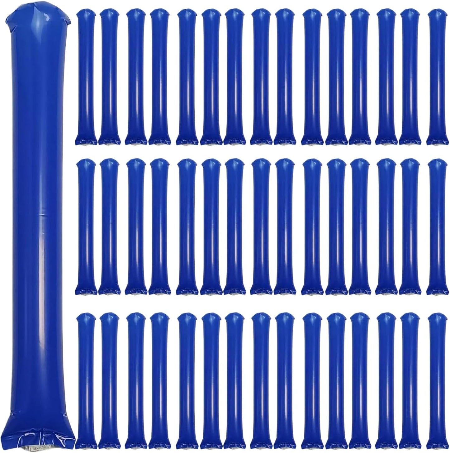 48pcs Round Head Boom Sticks Thunder Sticks Cheering Sticks Team Spirit Plastic Cheerleading Spirit Stick Clapper Inflatable Noise Maker Sports Supply (Blue)