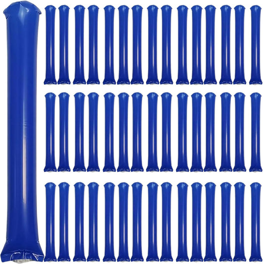 48pcs Round Head Boom Sticks Thunder Sticks Cheering Sticks Team Spirit Plastic Cheerleading Spirit Stick Clapper Inflatable Noise Maker Sports Supply (Blue)