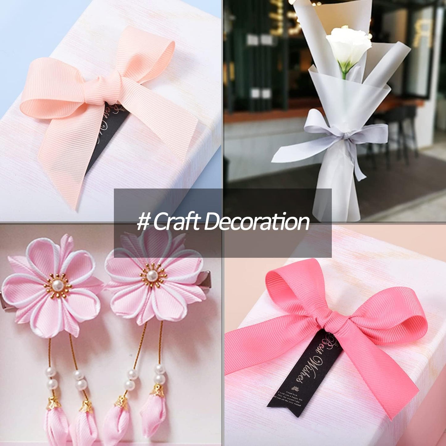 3/8" X 100 Yards Green Grosgrain Ribbon, Premium Grosgrain Ribbon for Sewing, Gift Wrapping, Bow Making, Wedding Decor, Wrapping and More (Green)