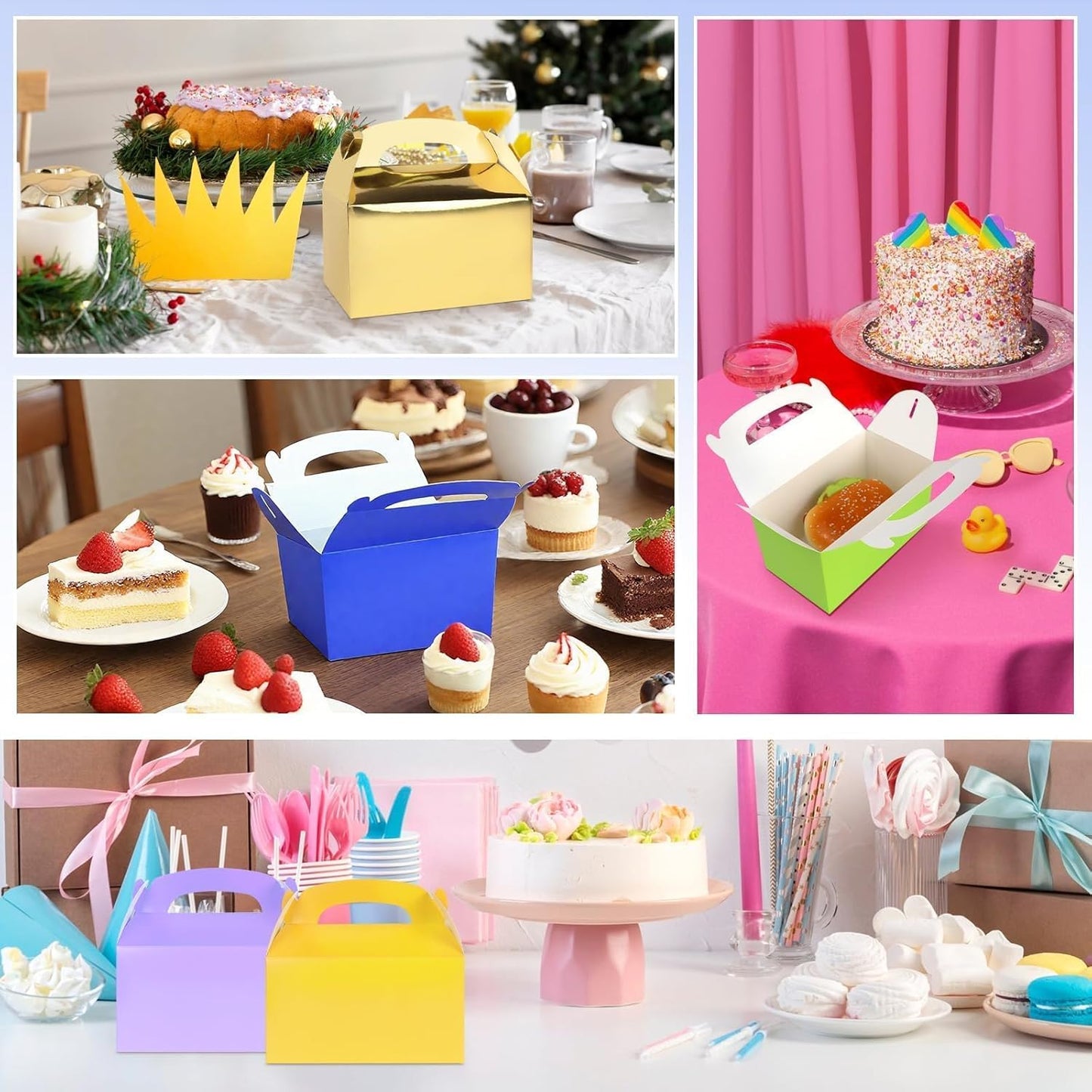 Rcybeo 30 PCS Gable Treat Boxes for Party, 10 Colors Candy Boxes Party Favor for Kids Birthday, Snack Goodie Candy Treat Boxes for Wedding Party Favors, Baby Shower, 6.3 x 3.5 x 3.5 In