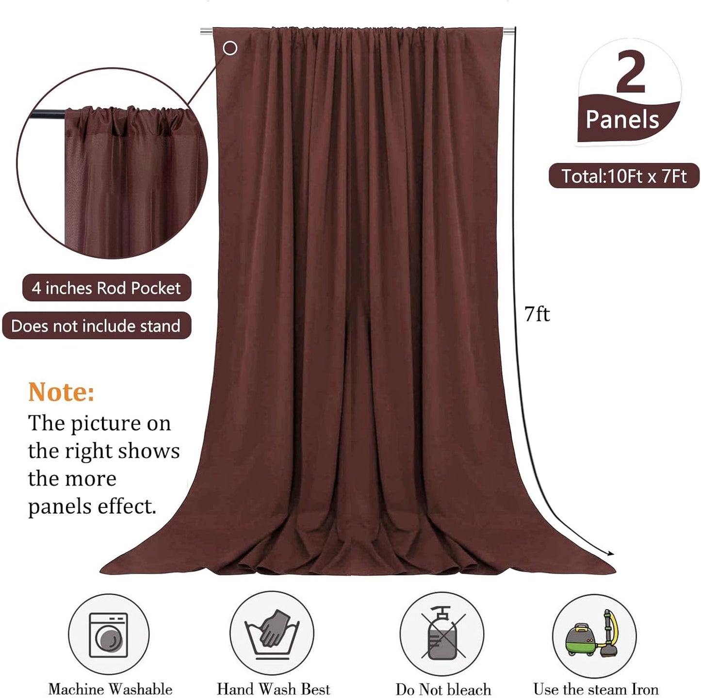 10 x 7 Feet Red Brown Backdrop Curtain for Partie, Background Curtains for Photoshoot, Birthday, Wedding, Halloween, Thanksgiving, Christmas, New Year Party Decorations 5Ft x 7Ft, 2 Panels