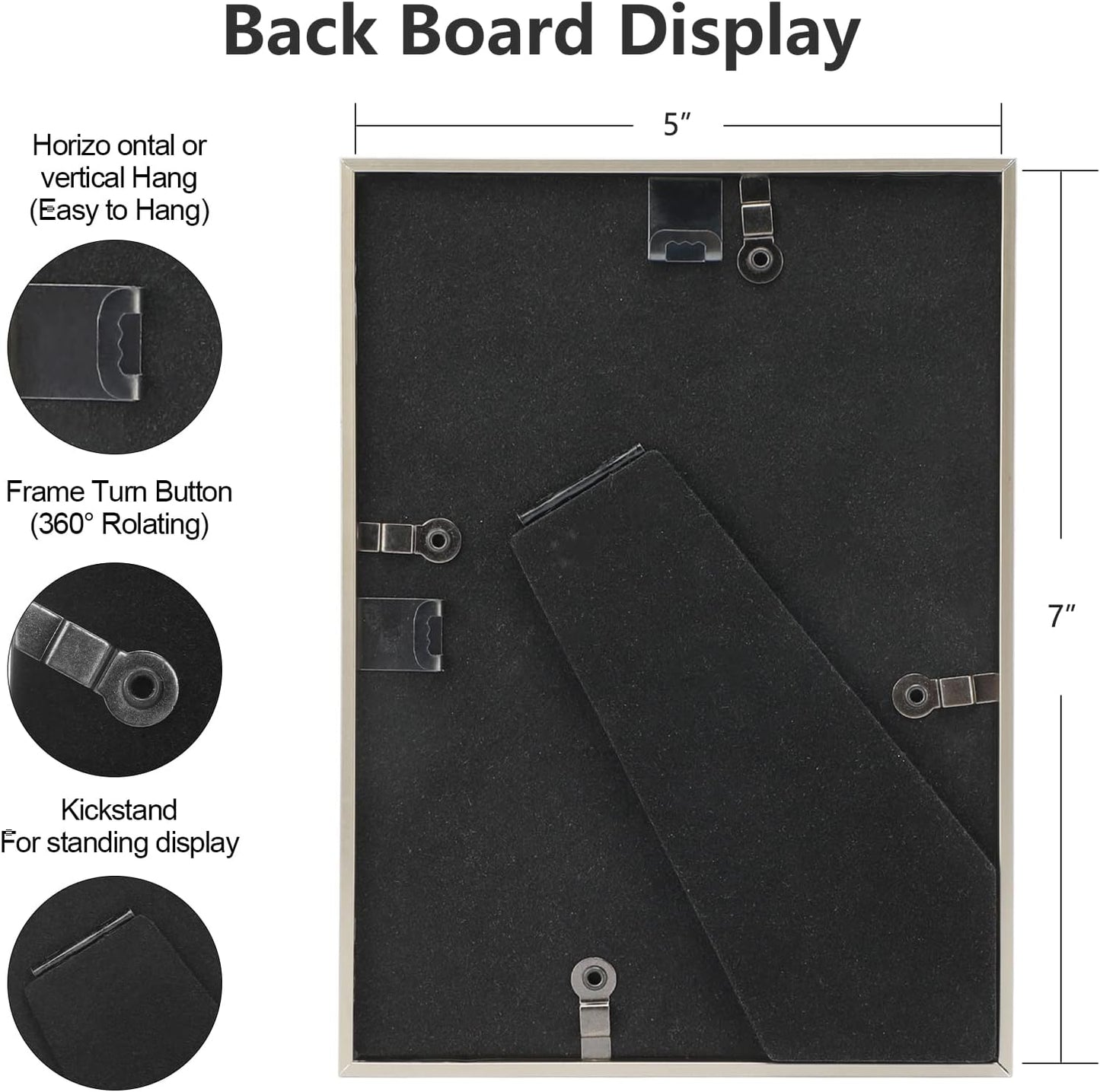 5x7 Picture Frame Champagne Brushed Modern Simple Thin Aluminum Metal Photo Frame with HD Real Glass, Display for Tabletop and Wall Collage. (2 Pack)