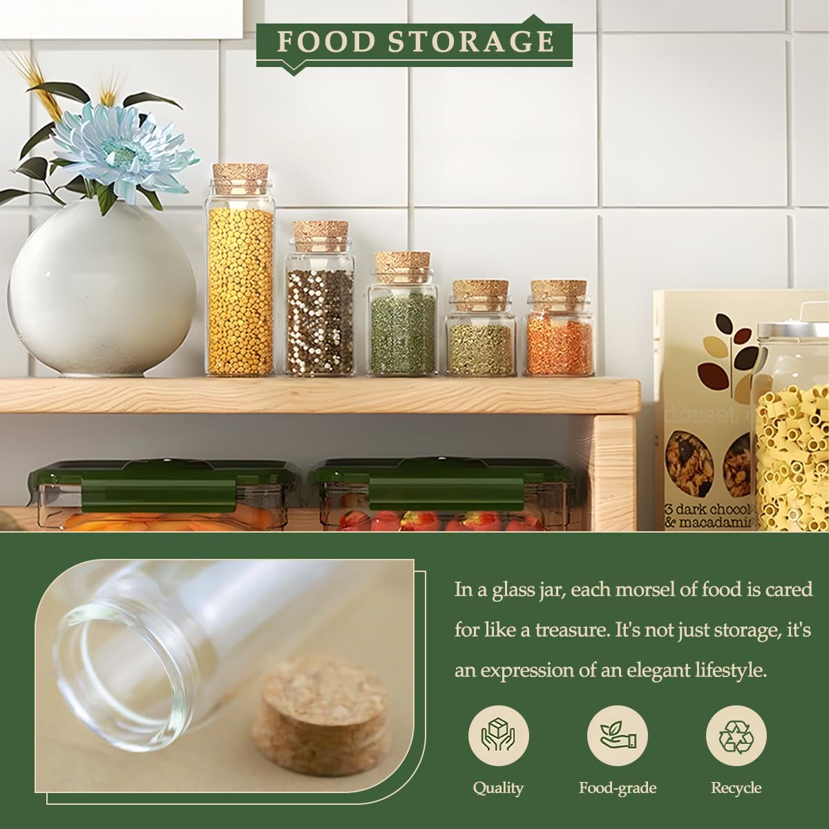 JIUYUE 40 pcs 50 ml Small Glass Cork Bottles,Cork Decoration(1.69 oz-1.45x2.75 inch)