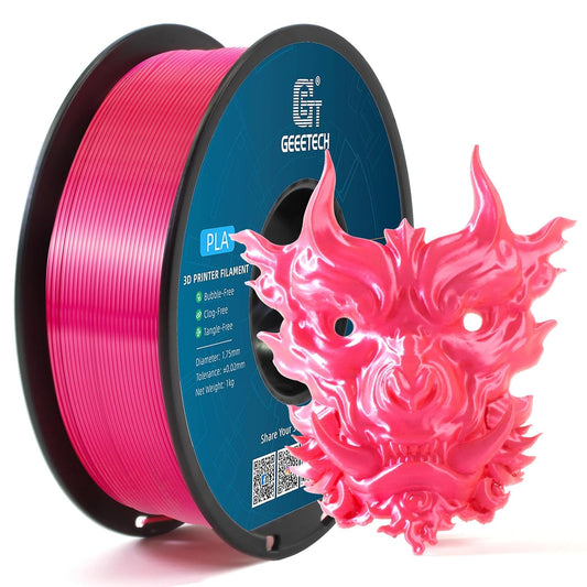 Geeetech Silk PLA Filament 1.75mm for 3D Printer, Metal-Like Shiny 3D Filament 1kg (2.2lbs) 1 Spool, Dimensional Accuracy +/- 0.02 mm, Metallic Pink (Magenta)